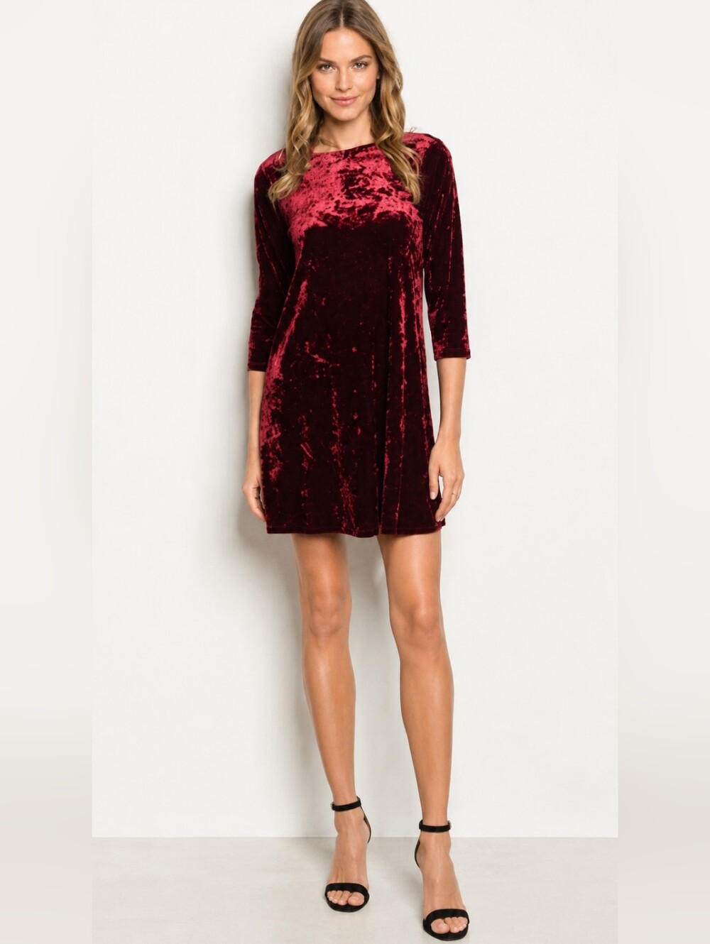 Burgundy Crushed Velvet Dress
